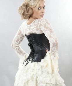 Burleska Punk Overbust Corset With Zip In Matte Vinyl -Spooky Threads punk overbust corset with zip in matte vinyl burleska 4 300x