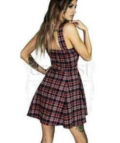 Dr Faust Punk Tartan Mini Dress - Evangeline -Spooky Threads punk tartan mini dress evangeline dr faust 2 300x