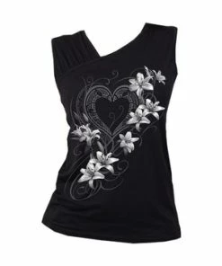 Spiral Pure Of Heart - Gathered Shoulder Slant Vest Black