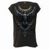 Spiral Raven Skull - Turnup Sleeve Loosefit Tee 2 Spiral Raven Skull - Turnup Sleeve Loosefit Tee -Spooky Threads raven skull turnup sleeve loosefit tee spiral 300x