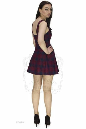 Dr Faust Red And Blue Tartan Woven Mini Dress - Ella 5 Dr Faust Red And Blue Tartan Woven Mini Dress - Ella - Image 3