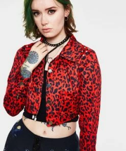 Jawbreaker Red Leopard Print Jacket -Spooky Threads red leopard print jacket jawbreaker 3 300x