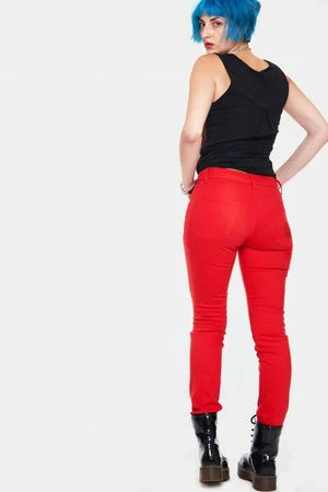Jawbreaker Red Mono Drainpipe Jeans 4 Jawbreaker Red Mono Drainpipe Jeans - Image 2