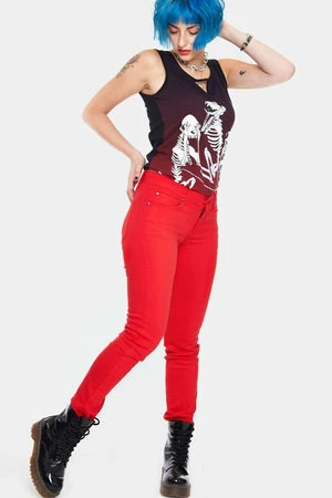 Jawbreaker Red Mono Drainpipe Jeans 5 Jawbreaker Red Mono Drainpipe Jeans - Image 3
