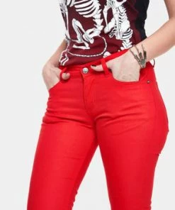 Jawbreaker Red Mono Drainpipe Jeans 10 Jawbreaker Red Mono Drainpipe Jeans -Spooky Threads red mono drainpipe jeans jawbreaker 4 300x