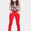 Jawbreaker Red Mono Drainpipe Jeans -Spooky Threads red mono drainpipe jeans jawbreaker 300x
