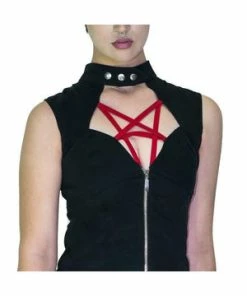 Dr Faust Red Pentagram Black Mini Dress - Francie -Spooky Threads red pentagram black mini dress francie dr faust 3 300x