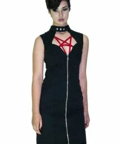 Dr Faust Red Pentagram Black Mini Dress - Francie