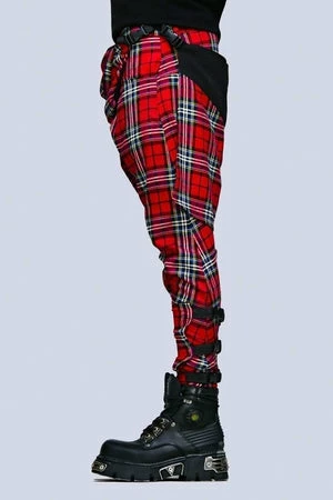 Long Clothing Red Tartan Clip Pants - Unisex 4 Long Clothing Red Tartan Clip Pants - Unisex - Image 2