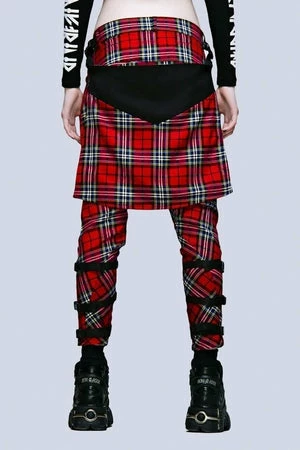Long Clothing Red Tartan Clip Pants - Unisex 5 Long Clothing Red Tartan Clip Pants - Unisex - Image 3