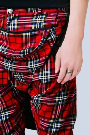Long Clothing Red Tartan Clip Pants - Unisex 6 Long Clothing Red Tartan Clip Pants - Unisex - Image 4