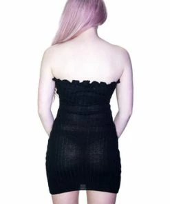 Spooky Threads -Spooky Threads ribbed stretchy soft knitted bodycon black mini dress bonnie dr faust 2 300x