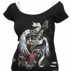 Spiral Rock Angel - 2In1 White Ripped Top Black -Spooky Threads rock angel 2in1 white ripped top black spiral 300x