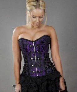 Burleska Rock Overbust Corset With Studs In King Brocade -Spooky Threads rock overbust corset with studs in king brocade burleska 3 300x