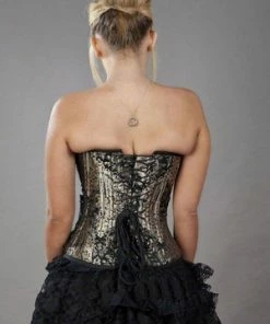 Burleska Rock Overbust Corset With Studs In King Brocade -Spooky Threads rock overbust corset with studs in king brocade burleska 5 300x