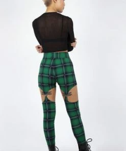 Jawbreaker Round In Circles Plaid Harness Leggings -Spooky Threads round in circles plaid harness leggings jawbreaker 2 300x