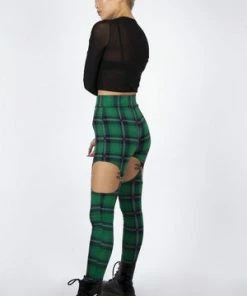 Jawbreaker Round In Circles Plaid Harness Leggings -Spooky Threads round in circles plaid harness leggings jawbreaker 3 300x