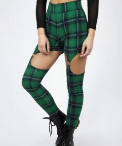 Jawbreaker Round In Circles Plaid Harness Leggings -Spooky Threads round in circles plaid harness leggings jawbreaker 4 300x