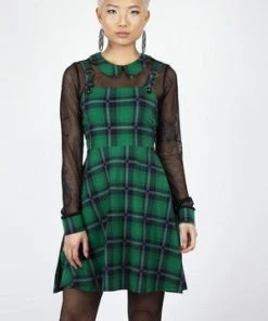 Jawbreaker Round In Circles Plaid Overall Dress -Spooky Threads round in circles plaid overall dress jawbreaker 3 300x