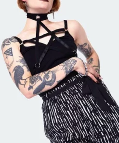 Jawbreaker Scattered Stripes Culottes With Contrast -Spooky Threads scattered stripes culottes with contrast tra 4861 03.1450 300x