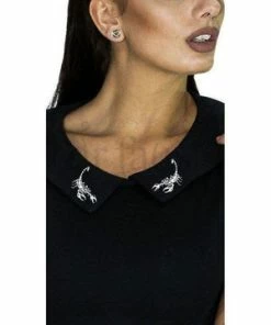 Dr Faust Scorpions On Collar Long Black Maxi Dress - Natasha -Spooky Threads scorpions on collar long black maxi dress natasha dr faust 2 300x