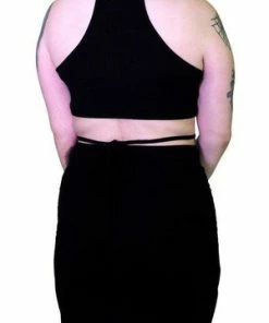 Dr Faust Seductive Black Stripes Black Midi Dress - Ruth -Spooky Threads seductive black stripes black midi dress ruth dr faust 3 300x