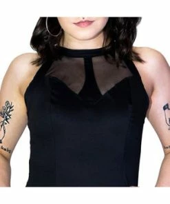 Dr Faust See-through Lace Net Black Mini Dress - Raelyn -Spooky Threads see through lace net black mini dress raelyn dr faust 3 300x