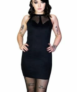 Dr Faust See-through Lace Net Black Mini Dress - Raelyn
