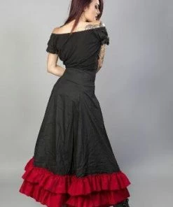 Spooky Threads -Spooky Threads shayna victorian maxi skirt in black cotton frill burleska 2 300x