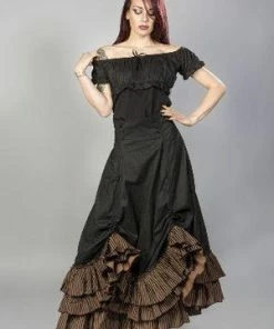 Burleska Shayna Victorian Maxi Skirt In Black Cotton Frill -Spooky Threads shayna victorian maxi skirt in black cotton frill burleska 3 300x