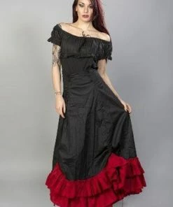 Burleska Shayna Victorian Maxi Skirt In Black Cotton Frill