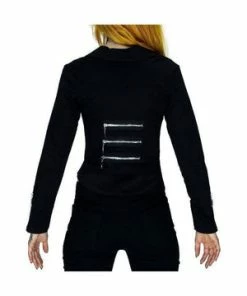 Dr Faust Short Elegant Black Cotton Jacket - Shelly 9 Dr Faust Short Elegant Black Cotton Jacket - Shelly -Spooky Threads short elegant black cotton jacket shelly dr faust 4 300x