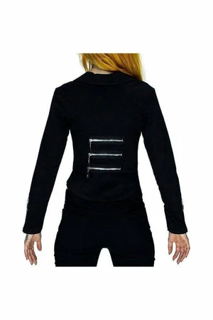 Dr Faust Short Elegant Black Cotton Jacket - Shelly 6 Dr Faust Short Elegant Black Cotton Jacket - Shelly - Image 4