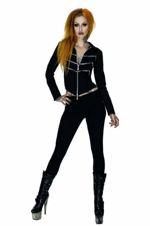 Dr Faust Short Elegant Black Cotton Jacket - Shelly 3 Dr Faust Short Elegant Black Cotton Jacket - Shelly