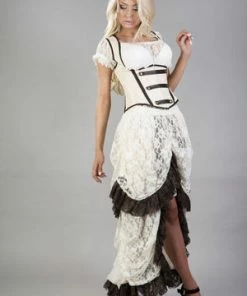 Burleska Sienna Underbust Corset With Straps In Cream Brocade -Spooky Threads sienna underbust corset with straps in cream brocade burleska 3 300x
