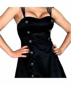 Dr Faust Silver Buttons Raw Silk Black Mini Dress - Maryam -Spooky Threads silver buttons raw silk black mini dress maryam dr faust 3 300x