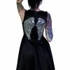 Dr Faust Silver Sequin Wings Black Silk Mini Dress - Hope