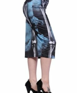 Banned Skeleton Black Pencil Skirt -Spooky Threads skeleton black pencil skirt banned 3 300x
