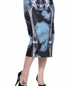 Banned Skeleton Black Pencil Skirt