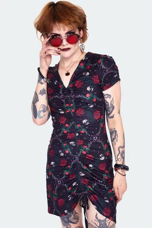 Jawbreaker Skull & Roses Print Midi Dress 3 Jawbreaker Skull & Roses Print Midi Dress