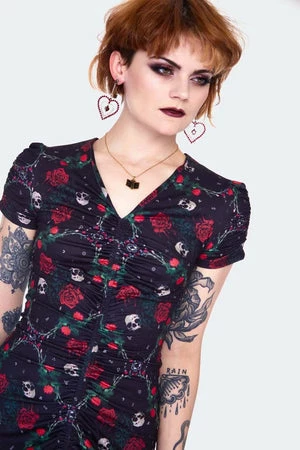 Jawbreaker Skull & Roses Print Midi Dress 7 Jawbreaker Skull & Roses Print Midi Dress - Image 5