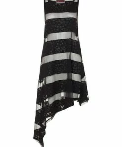 Jawbreaker Skull Stripes Asymmetric Dress -Spooky Threads skull stripes asymmetric dress jawbreaker 6 300x