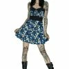 Dr Faust Skulls And Blue Roses Mini Dress - Victoria -Spooky Threads skulls and blue roses mini dress victoria dr faust 300x