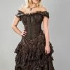 Burleska Sophia Knee Length Corset Dress In Brown Stripe Brocade -Spooky Threads sophia knee length corset dress in brown stripe brocade burleska 300x