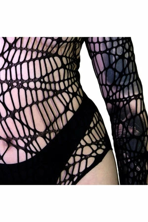 Dr Faust Spider Web Fish Net Black Sheer Bodysuit - Idania 5 Dr Faust Spider Web Fish Net Black Sheer Bodysuit - Idania - Image 3