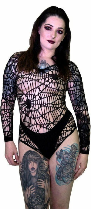 Dr Faust Spider Web Fish Net Black Sheer Bodysuit - Idania 3 Dr Faust Spider Web Fish Net Black Sheer Bodysuit - Idania