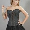 Burleska Steampunk Underbust Lace Up Corset In Black Brocade -Spooky Threads steampunk overbust corset in black brocade burleska 300x