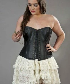 Burleska Steampunk Overbust Plus Size Corset In Matte Vinyl