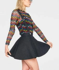 Jawbreaker Stripes 'N' Suspenders Skirt -Spooky Threads stripes n suspenders skirt jawbreaker 3 300x