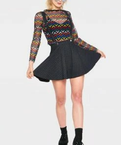 Jawbreaker Stripes 'N' Suspenders Skirt -Spooky Threads stripes n suspenders skirt jawbreaker 4 300x